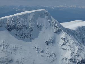 Northeast Face, Sgor an Lochain Uaine: The view of the Northeast face from the Macdui plateau. Photo: Scott Muir